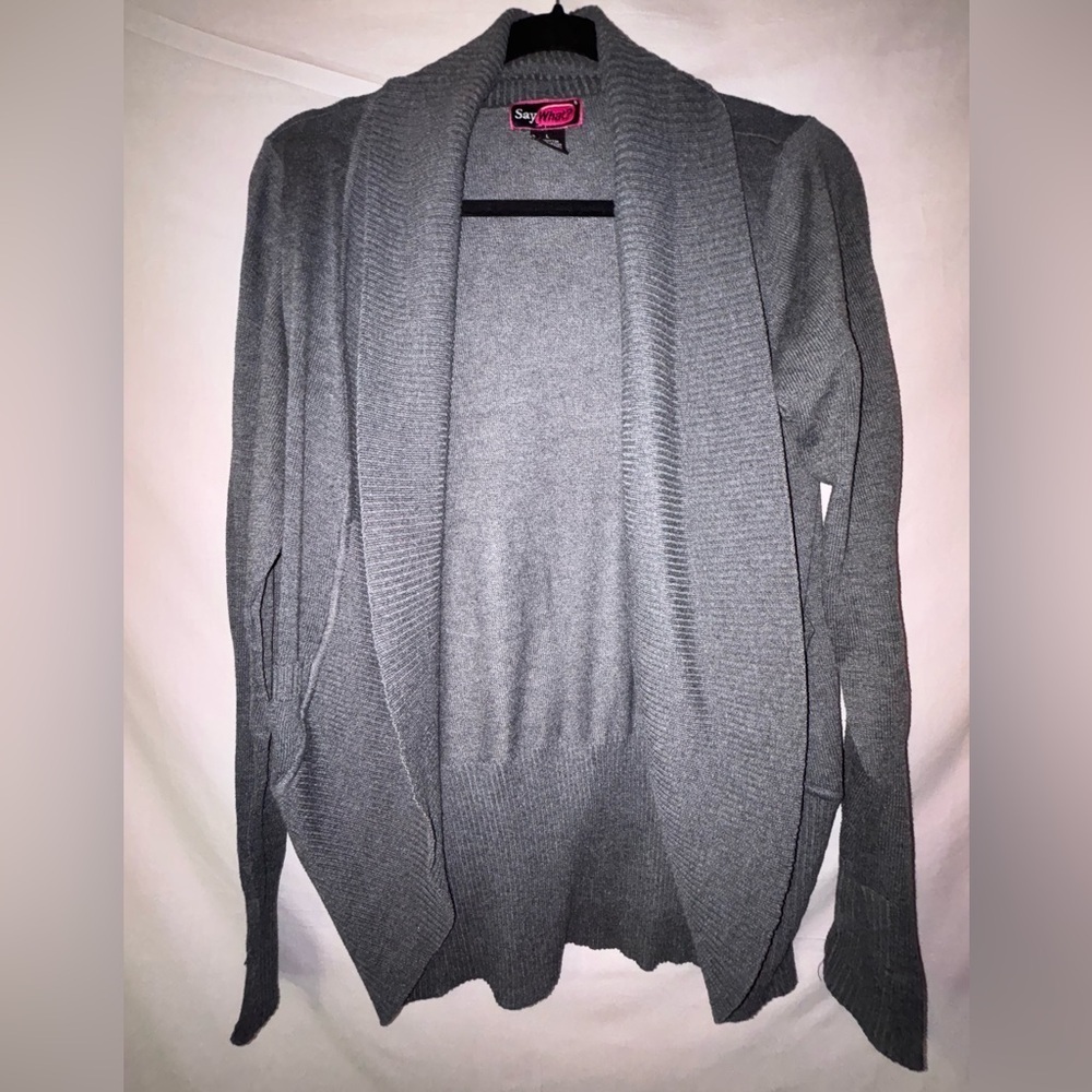 Say What? Heather Gray Ribbed Cardigan